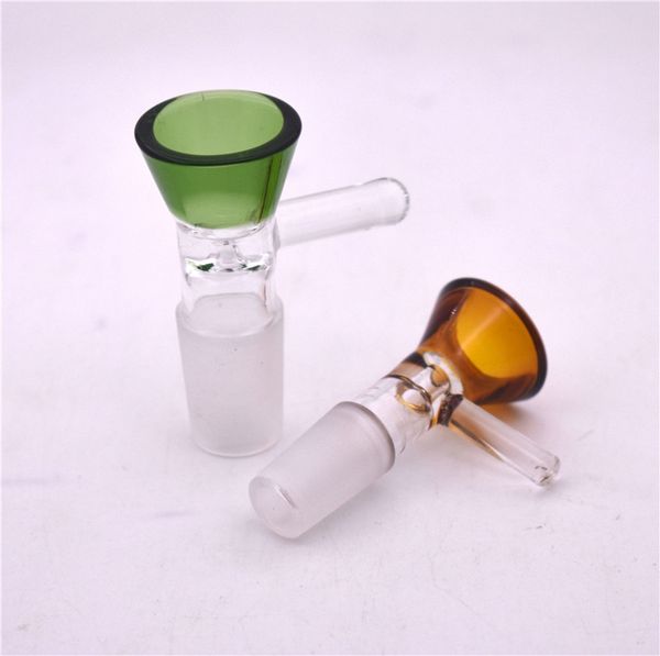 bong en verre épais glisse bol avec poignée entonnoir sablier mâle bol de 14 mm accessoires pour fumer bongs de conduite d'eau bols de 18 mm toboggan capiteux