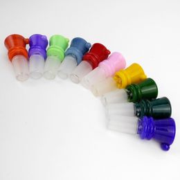 Épaisses glissières de bong de verre avec la poignée du bol l'entonnoir du sablier masculin coloré 14mm Accessoires de fumeur de pipe à eau Bong