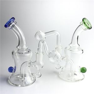 Bong de quemador de aceite de vidrio con Bongs de agua femeninos rojos y azules de 6,5 pulgadas Plataformas de vaso de Pyrex gruesas Tubo de quemador de aceite de tazón grande de 30 mm para fumar