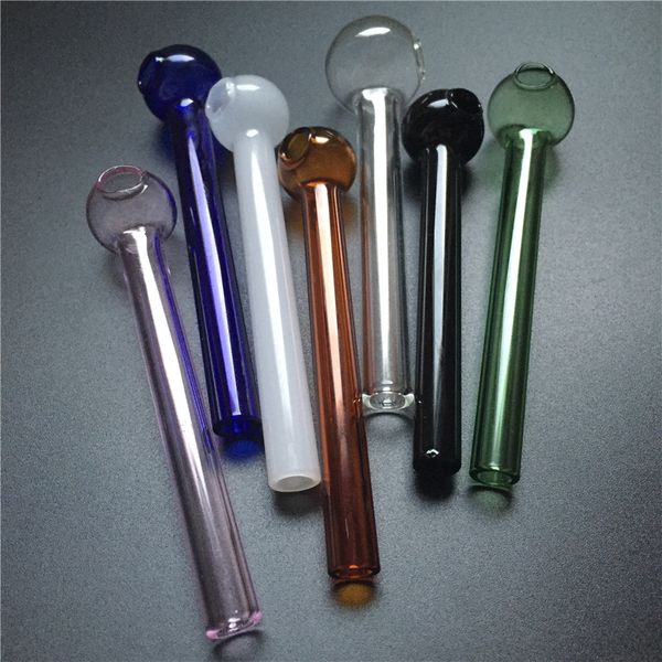 Tubo de quemador de aceite de vidrio grueso con pipas de agua de vidrio de 10 cm para fumar mezcla de venta de aceite de vidrio Burbrete