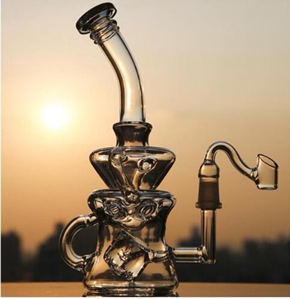 Bangs en verre épais Bangs narchishs Percolateur Swiss Recycler Bong Heary Verre Dab Trée Fumer Pipe de verre avec plates-formes à huile de Banger de 14 mm