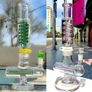 Dikke Recycler Glazen Waterpijpen Freezable Coil Condensor Waterpijp Arm Boom Perc Cycloon Waterpijpen Blauw Groene Spiraal Olie Rig Bubbler Tornado Roken Shisha