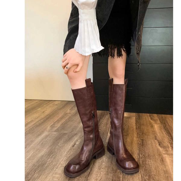 Bottes à talons épais Bottines d'hiver avec cuir Moins de genou Haute Chelsea Slim Chivalry pour les femmes Épais Femme Femmes Chaussures Talons 230830