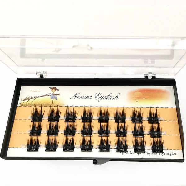 Maquillage cils cluster cils individuels faux cils épais vison cils faux cils mignon lumière luxe cluster greffé cheveux paresseux pluie ventilateur lumière bande dessinée oeil stéréo 10/12/14mm