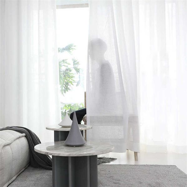 Épais lin voilages pour salon moderne chambre rideau pour fenêtres tulle voile tissu rideaux pour cuisine stores panneau 210712