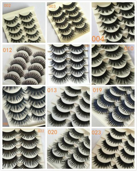 Épais longs cils en faux cils de vison de vison noir étape colorée 20 styles maquillage de beauté 5 paires naturelles faits à la main