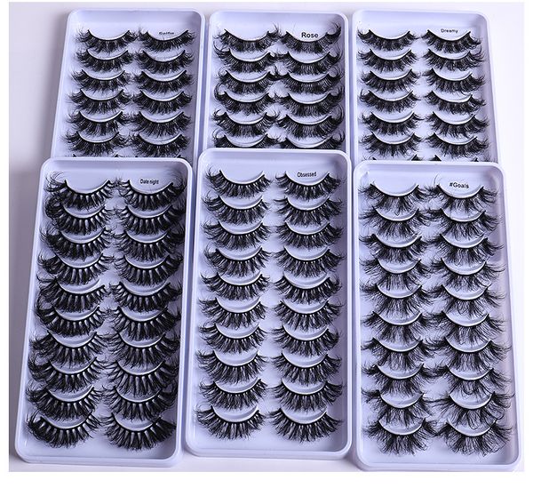 Épais longs multicouches 3D vison faux cils 10 paires ensemble bouclés entrecroisés à la main faux cils réutilisables extensions de cils doux et vifs faciles à porter 6 modèles DHL