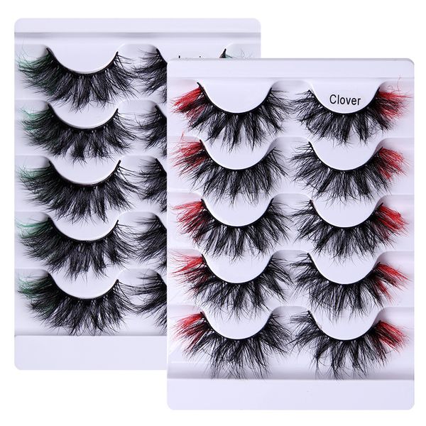 Pestañas postizas de color multicapa, largas y gruesas, 5 pares, juego de luz suave, reutilizable, hecho a mano, extensiones de pestañas postizas de visón 3D, maquillaje para ojos, 8 modelos DHL