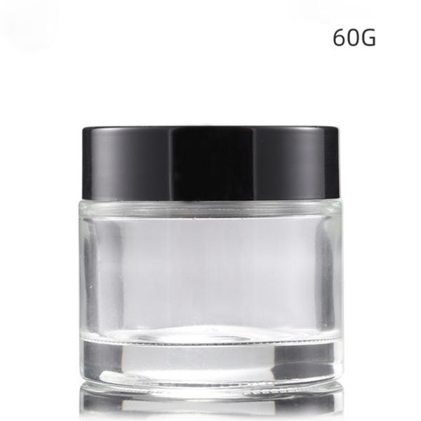 Material grueso 60 g Envase cosmético de vidrio Tapas negras Tarro de crema Tarros de muestra de maquillaje Botellas de embalaje de emulsión Envío gratis DHL