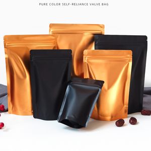 Le papier d'aluminium épais mat noir or tient des pochettes auto-scellantes thermoscellantes sacs d'emballage de stockage des aliments Doypack LX4566