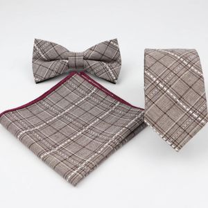 Épais Mens Designer Skinny Plaid Pocket Square Papillon Cravates Ensemble Mouchoir Bowtie Cravate Lots