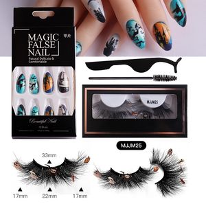 Faux cils et faux ongles épais multicouches pour Halloween, bouclés, croisés, fabriqués à la main, extensions de faux cils en vison 3D réutilisables, maquillage, 14 modèles faciles à porter