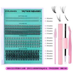 Épaisses cils individuels naturels épais 404 PCS Clusters Lash Soft Light Film fait à la main réutilisable DIY Segmenté des cils combinaisons les cils inférieurs DHL