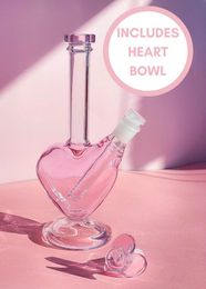 Épais premium 9 pouces coeur bong en verre pu pipe à eau bouillon de pipeur de bobineur rose