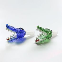 Dikke Pyrex Animal Glass Bowl Pipe met 14mm 18mm Mannelijke Groene Blauwe Krokodil Herb Tobacco Bong Bowls voor waterleidingen Bongs