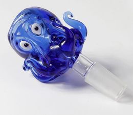 Dikke Pyrex Glass Animal Bowl met waterpijp 14 mm 18 mm mannelijk blauw octopus kruid tabak bongkommen voor glazen waterleidingen bongs