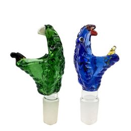 Bol animal en verre Pyrex épais avec narguilé 14mm mâle vert bleu serpent herbe tabac bols pour tuyaux d'eau en verre Bongs