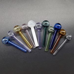 Grueso Pyrex Oil Burner Pipe Glass Bong Longitud 70 mm Colorful Smoking Steamroller Hand Pipes Test Straw Tube Burners para agua Bongs Hookah al por mayor