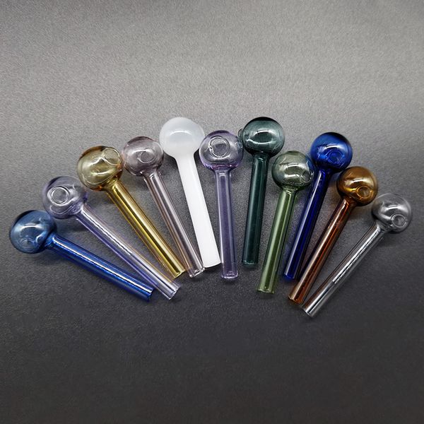 Épais Pyrex Brûleur À Huile Tuyau En Verre Bong Longueur 70mm Coloré Fumer Steamroller Tuyaux À La Main Test Paille Tube Brûleurs Pour Eau Bongs Narguilé En Gros