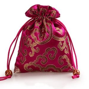 Thick Rich Flower Small Jewelry Gift Bags Silk Brocade Packaging Pouch Lavender Spice Sachet Perfume Makeup Tools Storage Pocket 3pcs/lot