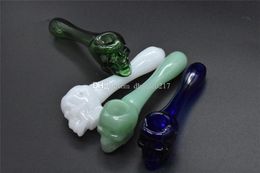 Pipe en verre de crâne épais Crâne Fumer Poignée cuillère Pipes 3.8 pouces Pipes à fumer Soufflé à la main Recycler Meilleur Brûleur à mazout 2pcs de haute qualité