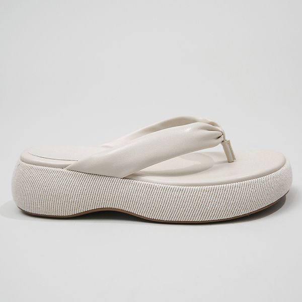 Sandalias y zapatillas de bizcocho de suela gruesa para mujer, ropa de verano 2022, chanclas superfuego para pisar pan de mierda, zapatos de playa