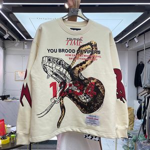 Sweats épais à capuche ras du cou hommes femmes serpent polaire pull vraies photos