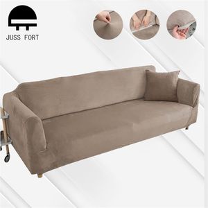 DIK Fluwelen Elastische Sofa Cover voor Decor Woonkamer Hoek Meubels Slipcover All Inclusive Stretch 1/2/3/4 Seat Couch Covers 211116