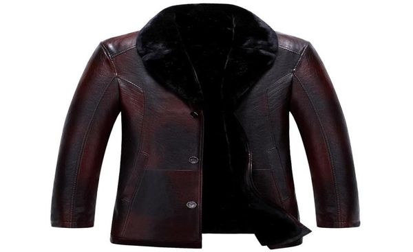 Grueso cálido para hombre PU abrigo de piel sintética y chaqueta de cuero moda casual men039s ropa jaquet ruso invierno negro chaquetas de cuero 6154327
