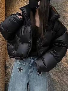Dikke Warme Parka Vrouwen Casual Losse Katoenen Gewatteerde Jas Winter Stand Kraag Gezwollen Jas Dame Koreaanse Mode Retro Effen Jas 240104