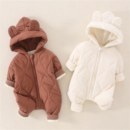 Dikke warme rompers baby baby jumpsuit kap in fleece boy girl winter herfst overalls kinderen bovenkleding kinderen snowuit 20220927 e3