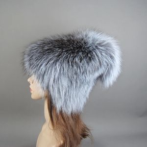 Dikke Warme Russische Dames Winter Dames Gebreide Hoeden Echt Natuurlijk Vossenbont Warme Winddichte Hoed Mongolië Cap Vossenbont Mutsen 240131