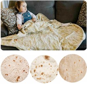 Épaissir 122/152 cm couverture en peluche drôle Burrito serviette absorbante couverture de crêpe adulte couverture ronde maison fibre serviette de bain couvertures BH1942 ZX