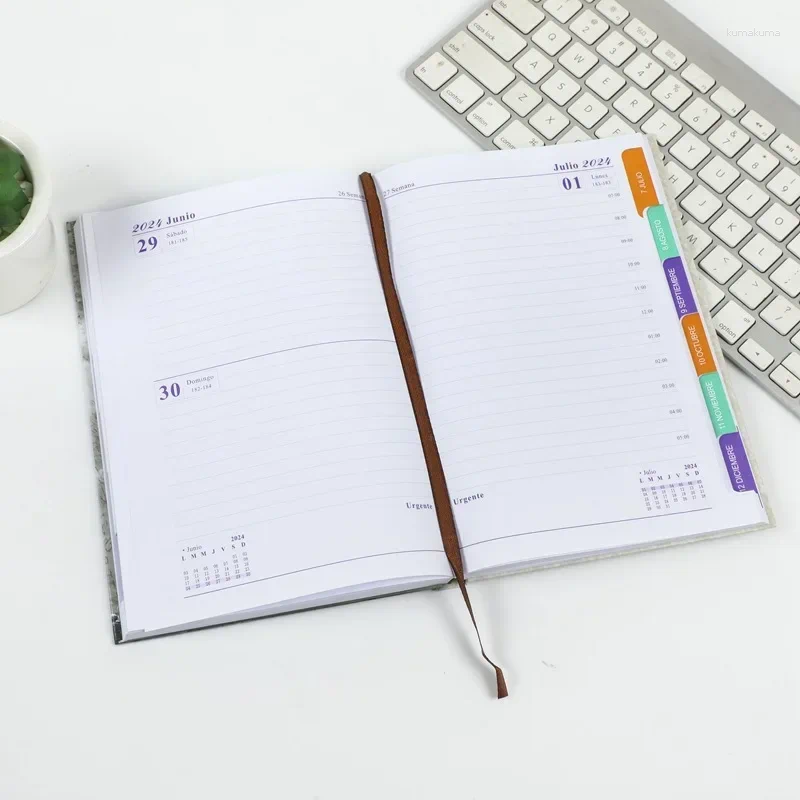 Tjocken 2024 Engelska Daily Planner Day Office Notebook 365 Affärsagenda Spaniska bokmöte Möten Kalender