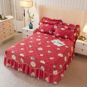 Thicken bed rok gewatteerde katoenen deken textiel beddengoed sprei winter laken met kussensloop vlekbestendig bed F0379 210420