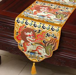 Épaissir ethnique Kirin chemin de Table style chinois haute densité brocart de soie longue nappe nappe de Table à manger fête décoration de la maison 4162927