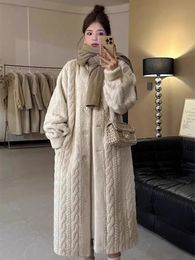 Épaissir imiter les manteaux en fausse fourrure de vison chandails d'hiver mi-longs manteaux de fourrure de luxe de haute qualité Twist vêtements d'extérieur femmes veste coréenne