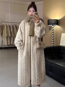 Épaissir imiter les manteaux en fausse fourrure de vison chandails d'hiver mi-longs manteaux de fourrure de luxe de haute qualité Twist vêtements d'extérieur femmes veste coréenne