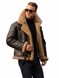 Épaissir Veste Hommes Cuir Peluche Casual Vintage Fourrure Street Fi Manteau d'hiver Homme 2023 Chaud Turndown Col Zipper Outwear z6Ew #