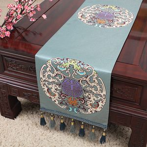 Thicken Luxe Vintage Chinese Zijde Satin Tafel Runner Bruiloft High End High Density Damast Table Cloth Runners Rechthoekig 180x33 cm