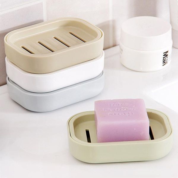 Plato de jabón de plástico grueso, soporte de bandeja de jabón con tapas, rejilla para guardar jabón, plato, caja, contenedor para baño, suministros de baño de ducha