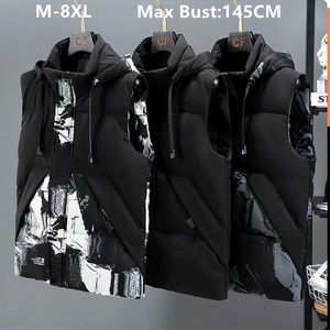 Dikker Plus Size 5XL 6XL 7XL Herfst Winter Vest Mannen Mouwloze Jassen Hoodies Mannelijke Losse Warme Zwarte Vest Kleding 240117