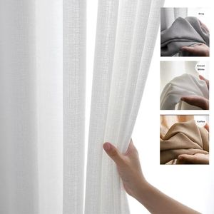 Dikker Privacy Koffie Grijs S Folds Golven Wit Doorschijnend Gordijn voor Woonkamer Linnen Zoals Tule Cortinas Slaapkamer Keuken 240113