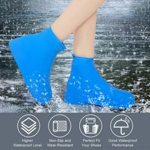 Engrosar la cubierta de zapato impermeable zapatillas de lluvia de silicona botas de goma de bolsillo de la cubierta de las zapatillas protectoras cubiertas de ciclismo sobrepasones calientes