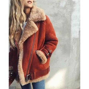 Thicken Wol Warme Jas Herfst Winter Dames Slanke Jas Faux Lederen Plus Size Kleding voor Dames Jassen 210923