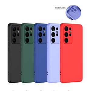 Coque de téléphone en silicone épaissie de 2 mm pour Samsung S23 Ultra S22 S21 FE A32 A52 A74 A73 A53 A22 A34 A54 M33 A04 A14 Coque arrière de couleur unie en TPU souple antichoc anti-chute