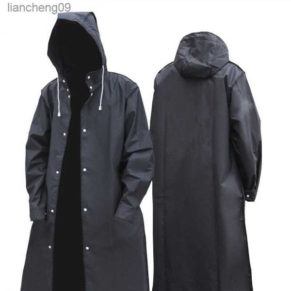 Épaissi noir adulte imperméables Eva tissu manteau de protection mode poncho avec capuche à cordon pour l'escalade en plein air pêche L230620