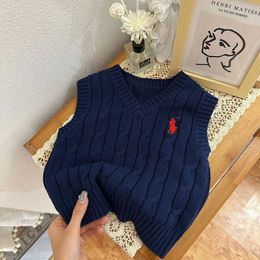 Pull épais pour enfants, gilet sans manches, col en v, tricoté, pull pour hommes, 2-7T