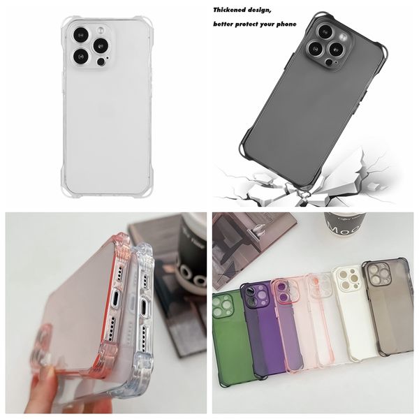 Fundas a prueba de golpes de diseño engrosado para iPhone 15 Pro Max 14 Plus 13 12 11 I15 Agujero fino Crystal Clear Black Lujo de cuatro esquinas Anti-caída Soft TPU Phone Back Cover Skin