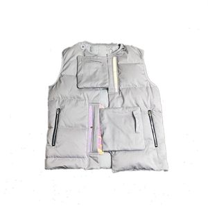 Chaleco de plumón grueso en otoño e invierno Marca de moda Calentador ajustado Ropa de abrigo térmica multibolsillo blanco 254V